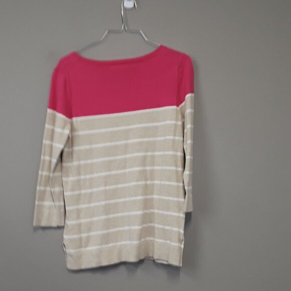 BANANA Republic Pink Tan Stripe Color Block Top - Picture 7 of 8